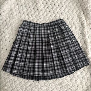 Chic Plaid Skater Skirt - Black and Gray